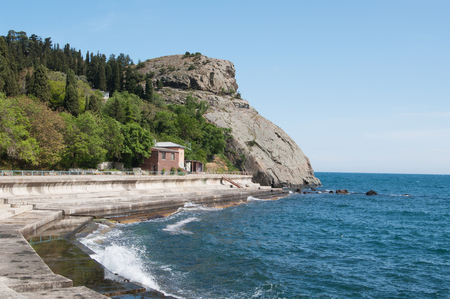 view of rocky cape Plaka in Black sea, Crimeaの写真素材