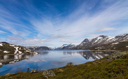 lake bygdin in jotunheimen park norwayの写真素材
