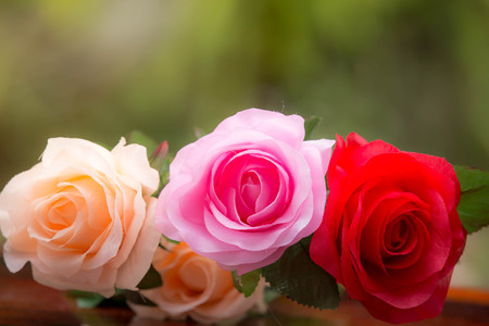 Roses made of fabric,beautiful flowersの写真素材