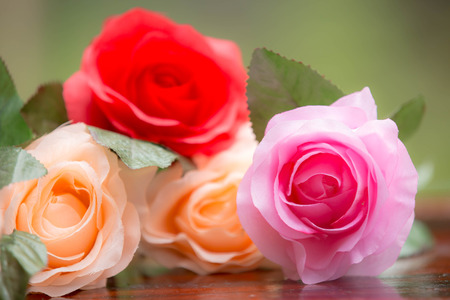 Roses made of fabric,beautiful flowersの写真素材