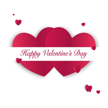 Happy Valentine`s day greeting card. twin heart frame with the label Happy Valentine`s day text. Holiday decorative element. Vector illustrationのイラスト素材
