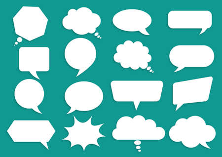 White paper bubbles for the speech on a green background.のイラスト素材