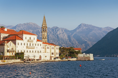 Embankment in Perast city. Autumn in Montenegroの写真素材