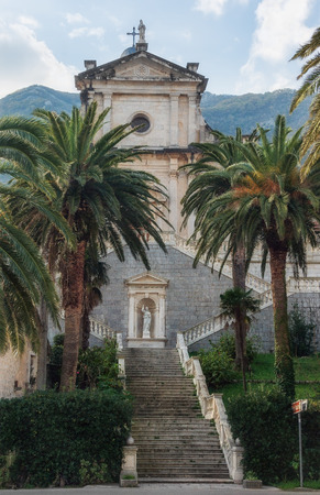 Birth of Our Lady church. Prcanj town Montenegroの写真素材