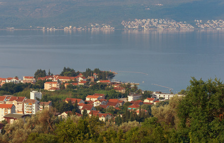 Bird-eye view of Donja Lastva village. Bay of Kotor near Tivat city, Montenegroの写真素材
