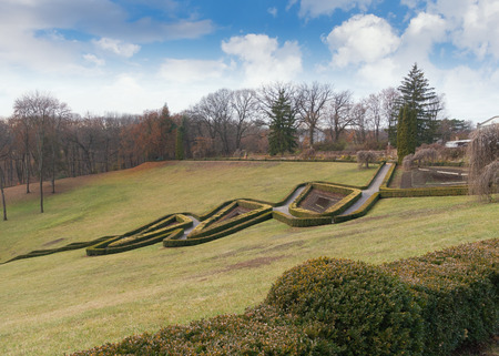 8304 View of "Parterre Amphitheatrer" in National dendrological park "Sofiyivka".  Uman city, Central Ukraineの写真素材