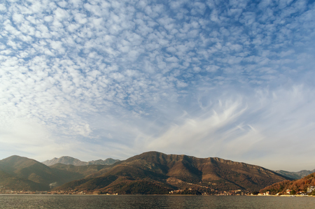 Altocumulus clouds. Bay of Kotor, Montenegroの写真素材