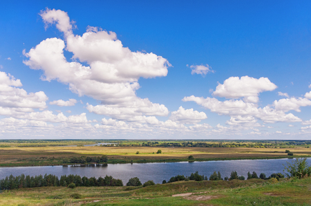 Bank of Oka river near Konstantinovo village. Central Russia, Ryazan regionの写真素材