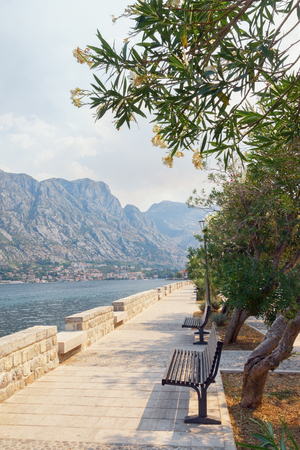 Embankment of  Prcanj town in September. Montenegroの写真素材