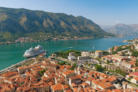 View of Kotor city and Boka Kotorska Bay. Montenegroの写真素材