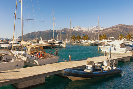View of the port in Tivat city.  Montenegro, winterの写真素材