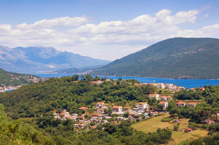 Mediterranean landscape. View of Bay of Kotor near Herceg Novi town. Montenegroの写真素材