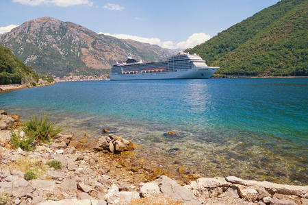 Cruise ship in Bay of Kotor, Montenegroの写真素材
