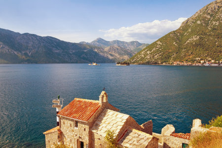 Church of Our Lady of the Angels on the coast of the Bay of Kotor. Montenegroのeditorial素材
