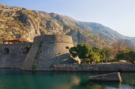 Montenegro.  Fortress of Old Town of Kotor. View of Kampana Tower の写真素材