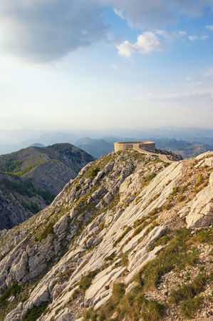 Mountain landscape with an observation deck in Lovcen National Park, Montenegroの写真素材