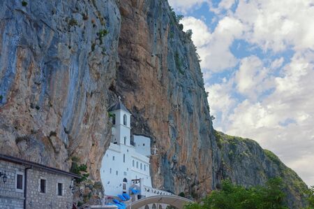 Ancient Ostrog monastery, located in an almost vertical rock. Montenegro