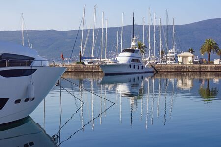 Montenegro. Yacht marina of Porto Montenegro  in Tivat city. Adriatic Sea, Bay of Kotorの写真素材