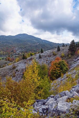 Beautiful autumn mountain landscape. Dinaric Alps, Montenegro, Sitnica regionの写真素材