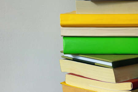 Stack of different multi-colored books. Copy spaceの写真素材