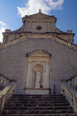Religious architecture. View of Our Lady Church. Prcanj town. Montenegroの写真素材