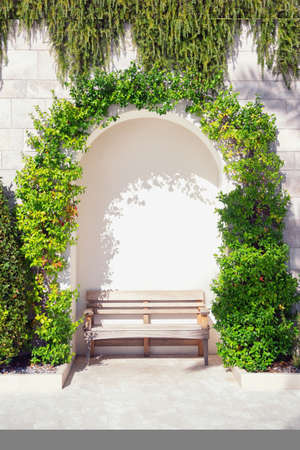 Cozy place to relax. Park bench on embankment of Tivat city, Montenegroの写真素材