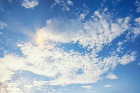 White clouds in blue skyの写真素材
