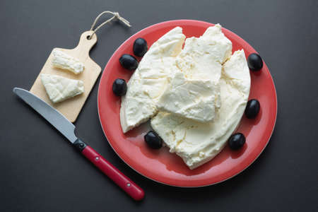 Balkan cuisine. Pljevaljski cheese  - white cheese traditionally produced from sheep's milk. Montenegroの写真素材