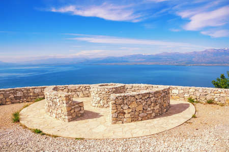 Coast of lake. Beautiful sunny landscape. Montenegro. Observation deck in National Park Lake Skadarの写真素材
