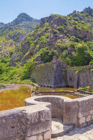 Ancient fortifications. Montenegro. Fortress in Old Town of Kotor Northern walls  and Riva Bastionの写真素材