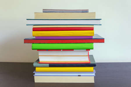School concept. Stack of  different books on table. Copy spaceの写真素材