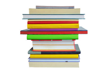 School concept. Stack of  different books. Isolated on whiteの写真素材