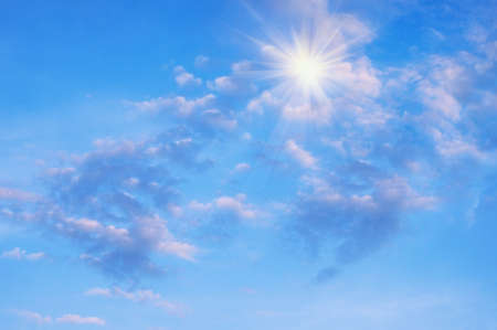 White clouds in blue sky with light from sun.  Cirrocumulus cloudsの写真素材