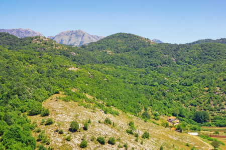 Summer mountain landscape. Sunny day in Dinaric Alps, Montenegro, Sitnica regionの写真素材