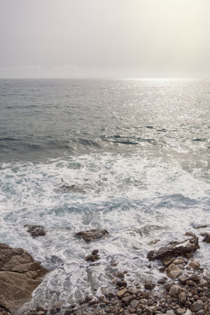 Autumn, coast of Adriatic Sea near Budva city, Montenegroの写真素材