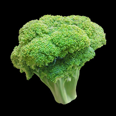Green vegetables. Fresh broccoli, isolated on black backgroundの写真素材