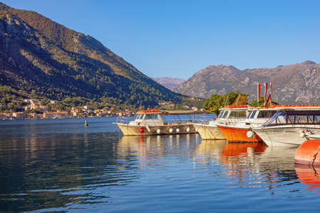 Autumn Mediterranean landscape. Montenegro, Adriatic Sea.  View of  Kotor Bay near Kotor cityの写真素材