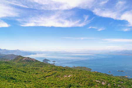 View of Lake Skadar ( Shkodra ) on sunny spring day. National Park Lake Skadar, Montenegroの写真素材