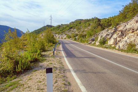 Balkan road trip.  Beautiful  landscape with road in Dinaric Alps mountains. Bosnia and Herzegovina, Republika Srpskaの写真素材