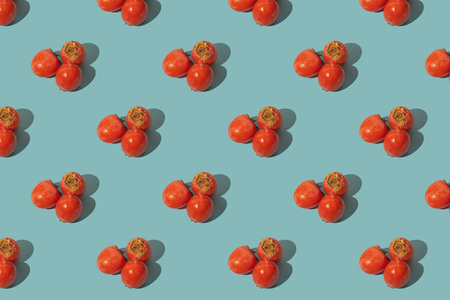 Pattern with persimmon fruit on blue background