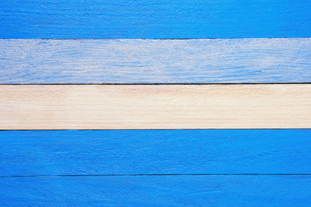 Texture of painted wooden boards, blue background for textの写真素材