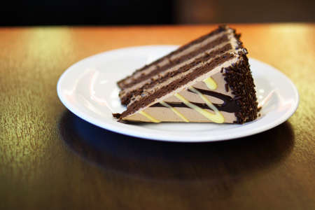 Afternoon tea with a delicious Chocolate Cakeの写真素材