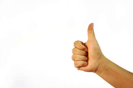 A Thumbs Up gesture isolated on white backgroundの写真素材