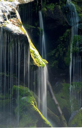 A close up of a waterfall in tennessee with slow shutter speed