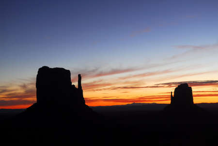 Dramatic image of the "Mittens" in Monument Valleyの写真素材