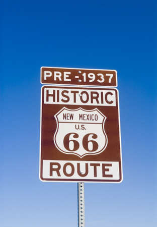 Sign showing the historic pre 1937 Route 66 in New Mexicoの写真素材