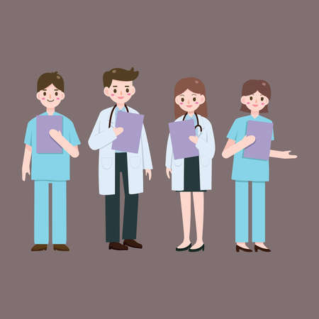 Group of doctors and nurses. Character design. Illustrationの写真素材