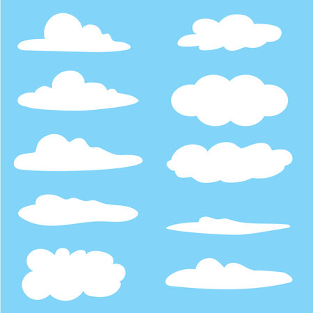 Set of clouds shape on blue sky background. Illustrationの写真素材