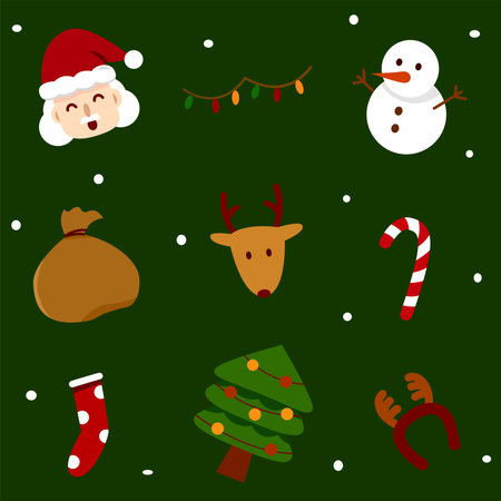 Elements of christmas seasonal. Icon design. Santa and snowman illustration.の写真素材