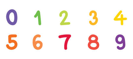 Set of number 1-9 hand draw. Vector illustration isolated on white backgroundのイラスト素材